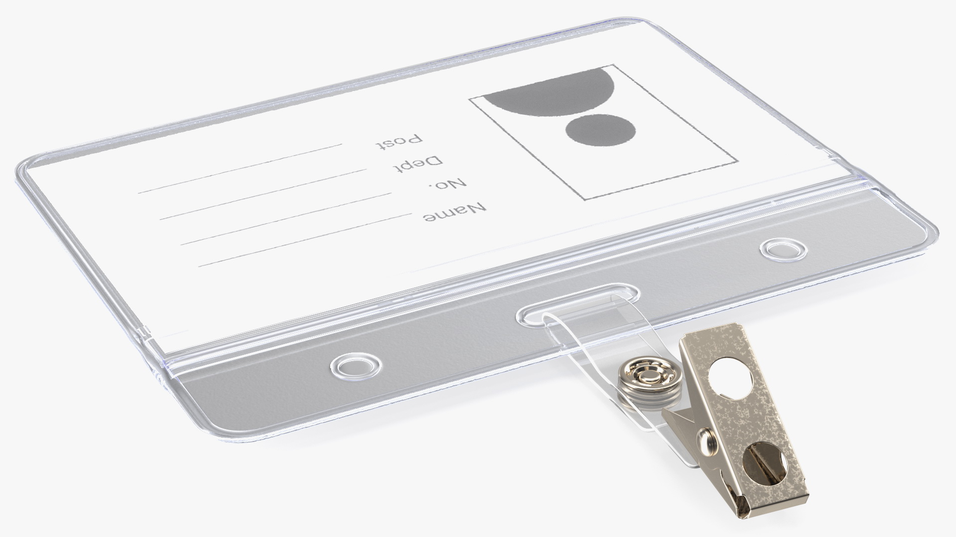 Horizontal Clear ID Badge Holder 3D