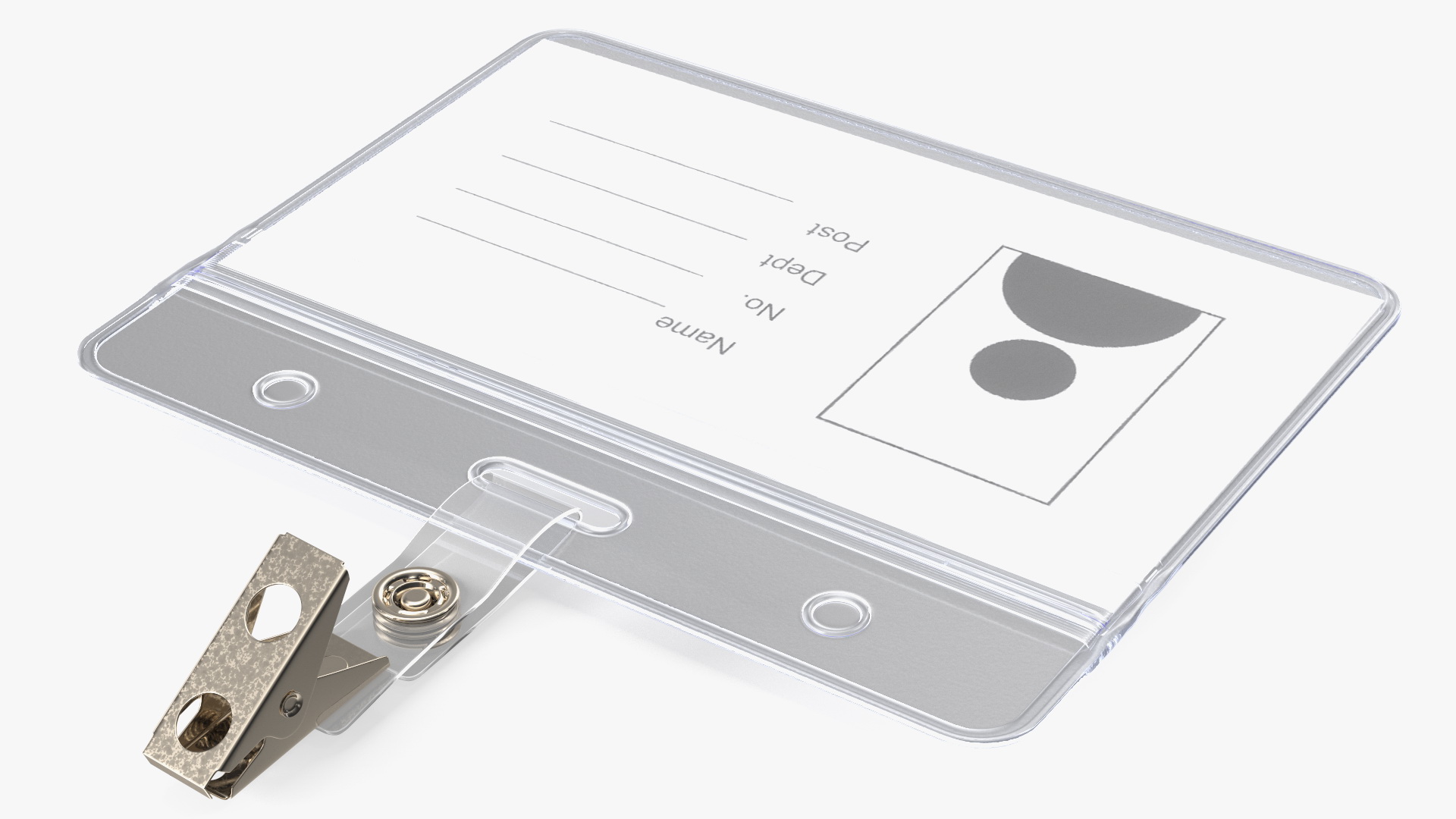 Horizontal Clear ID Badge Holder 3D