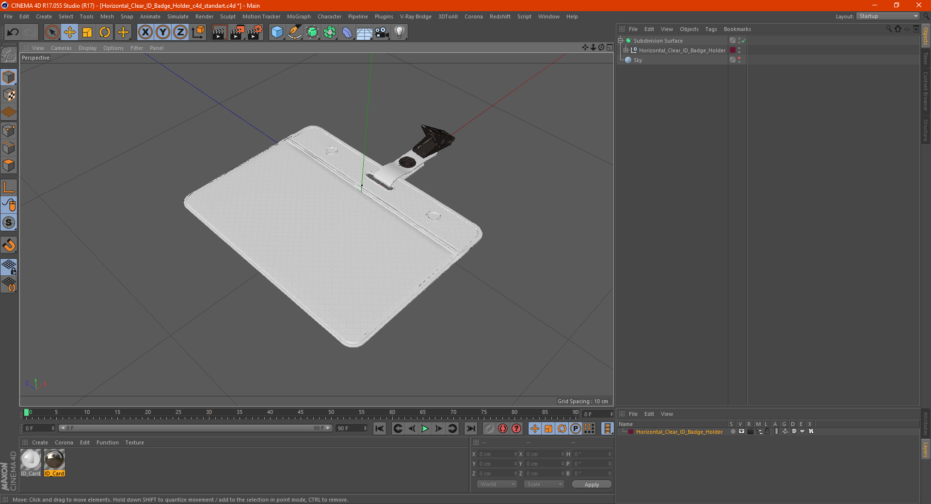 Horizontal Clear ID Badge Holder 3D