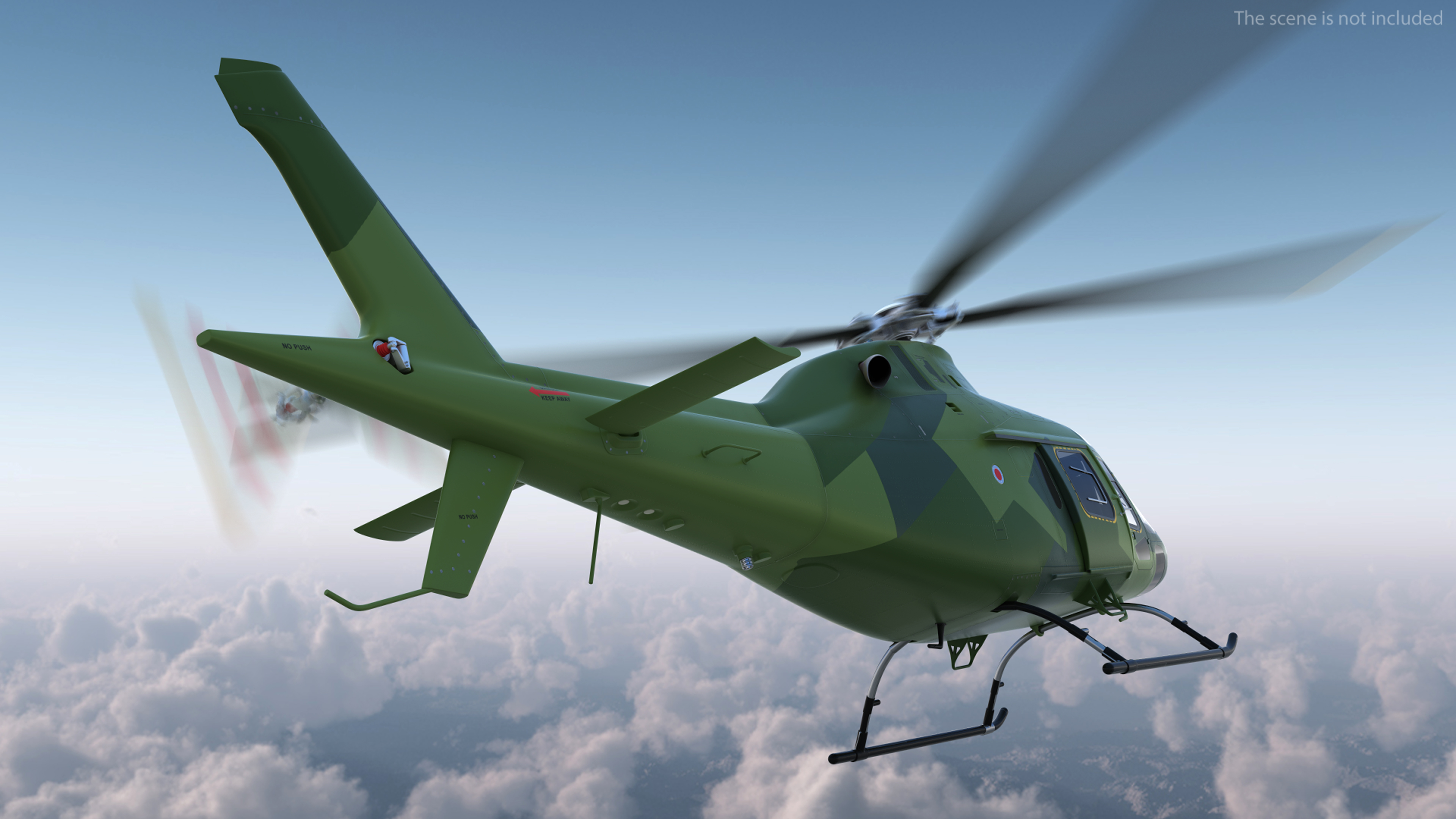 3D Army Helicopter AgustaWestland AW119 Rigged model