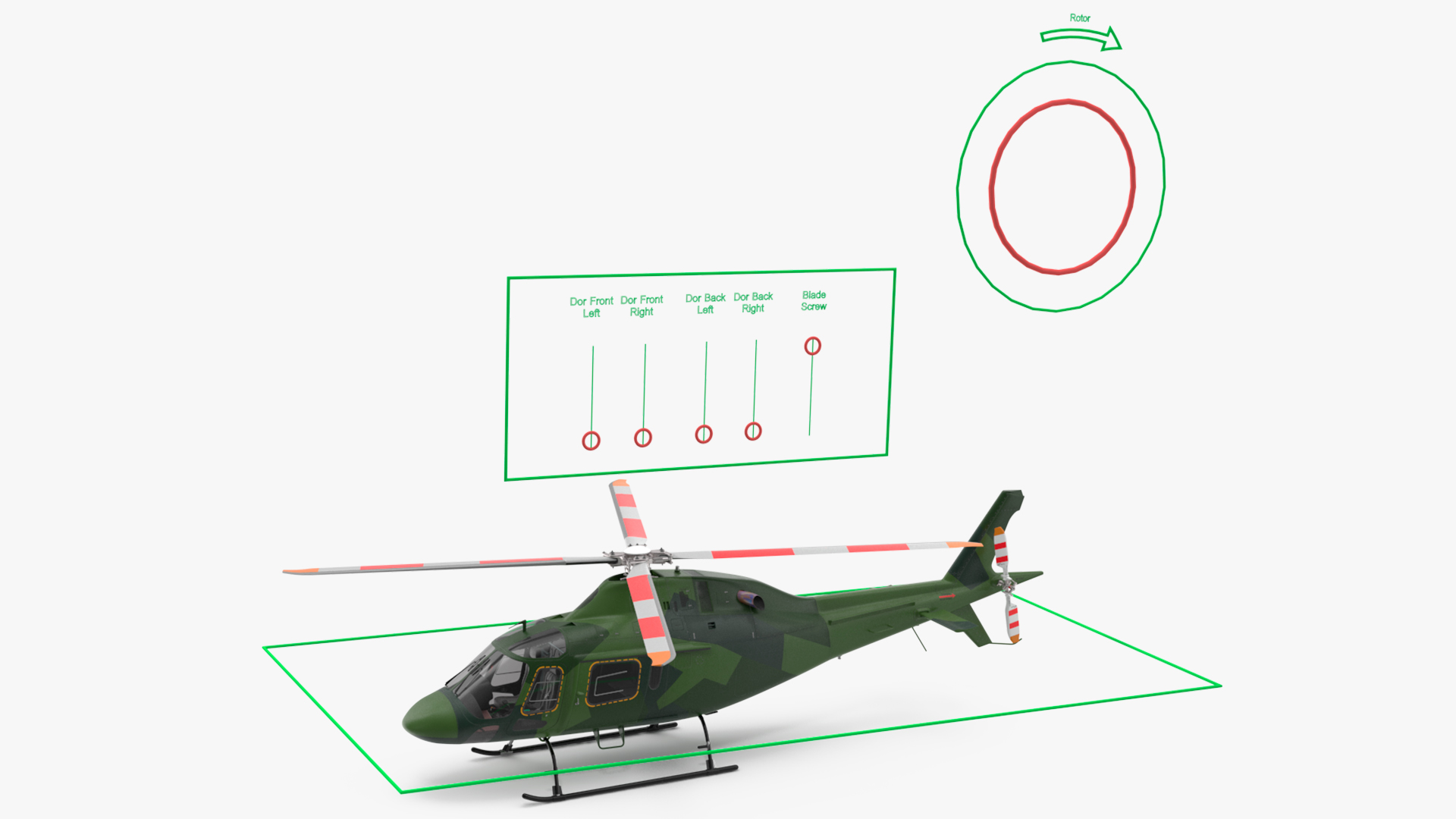 3D Army Helicopter AgustaWestland AW119 Rigged model