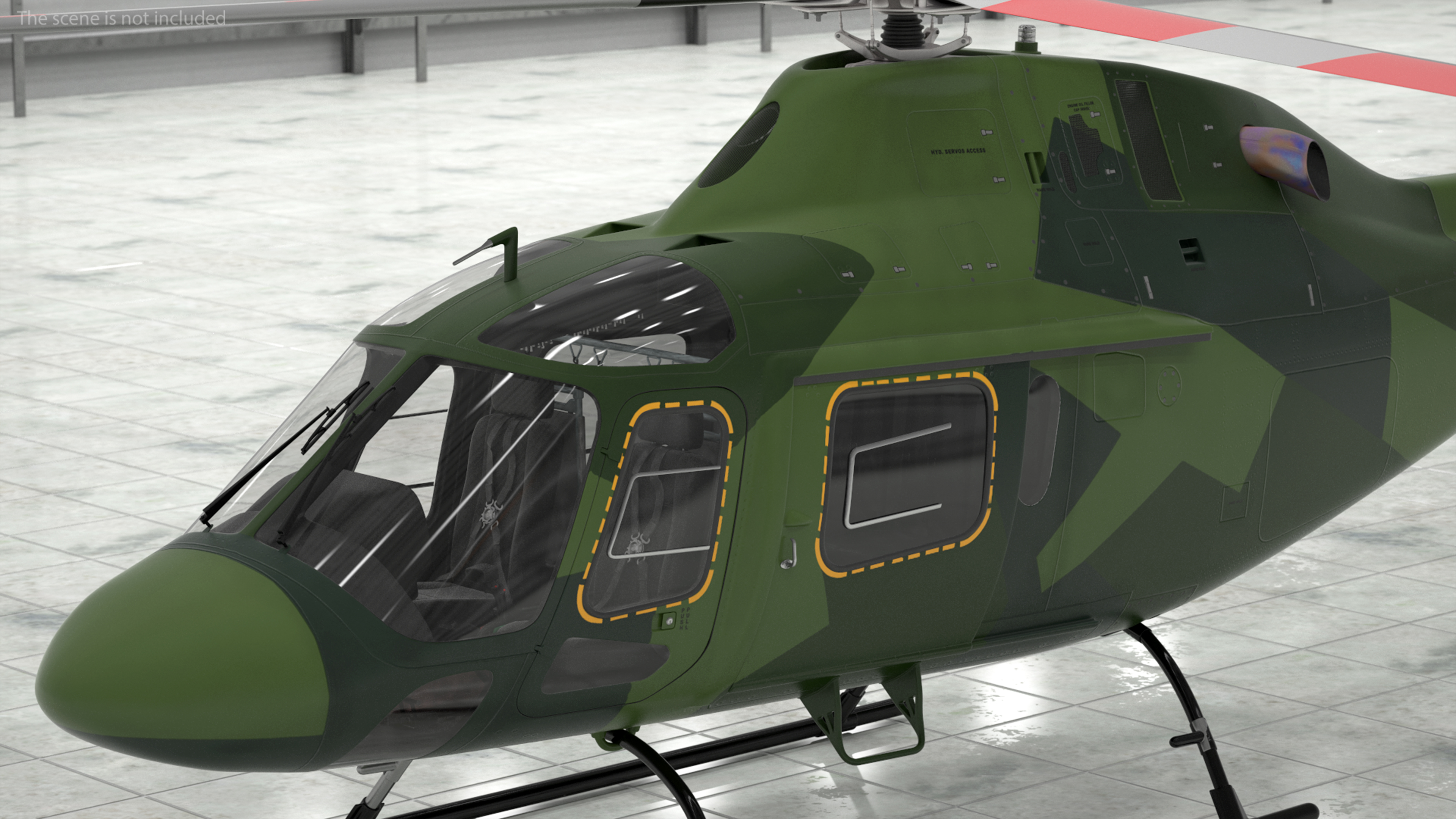 3D Army Helicopter AgustaWestland AW119 Rigged model