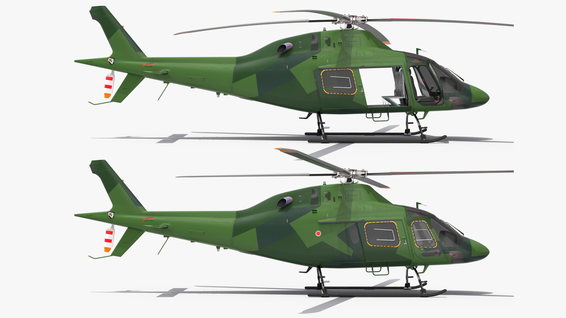 3D Army Helicopter AgustaWestland AW119 Rigged model
