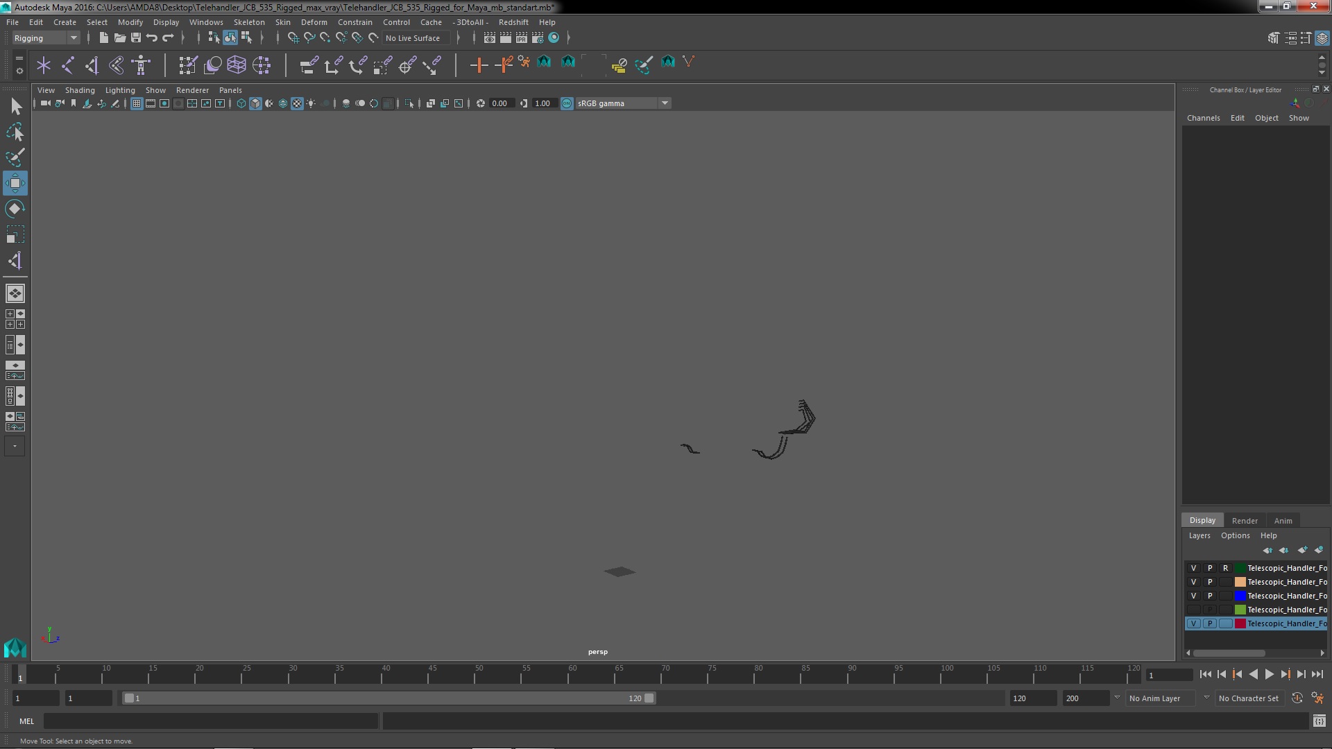 3D model Telehandler JCB 535 Rigged for Maya