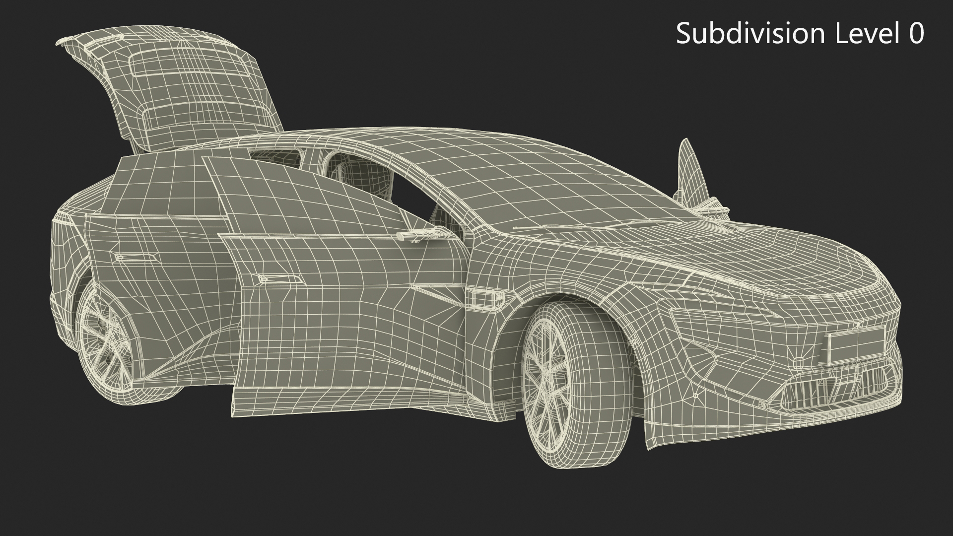Generic Luxury Electric Sedan Blue Color Rigged 3D