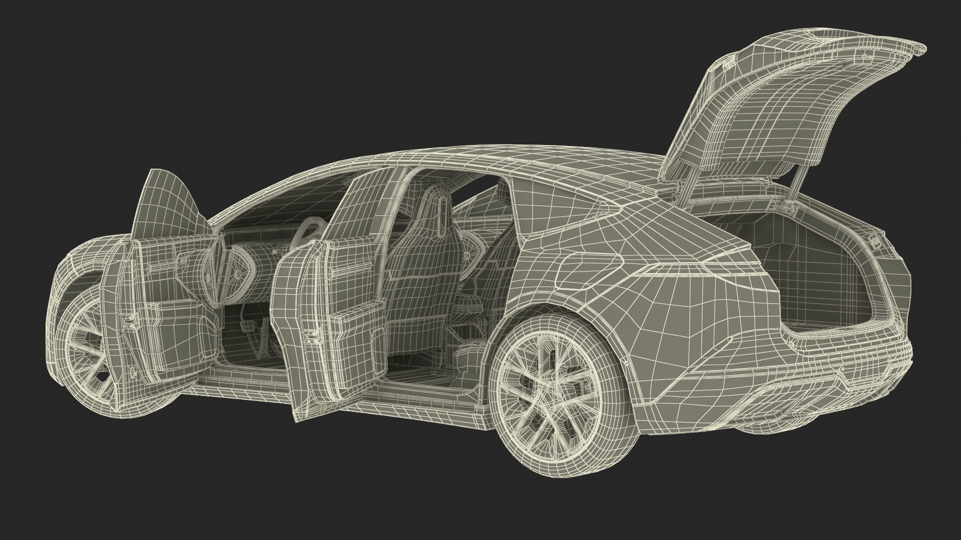 Generic Luxury Electric Sedan Blue Color Rigged 3D