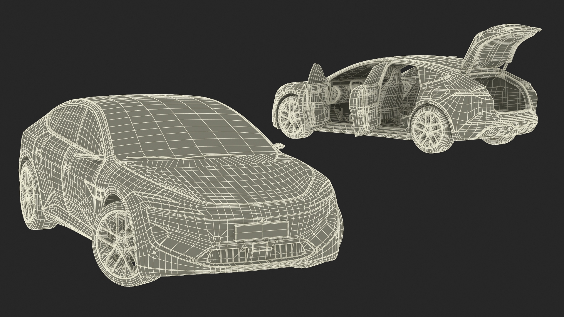 Generic Luxury Electric Sedan Blue Color Rigged 3D