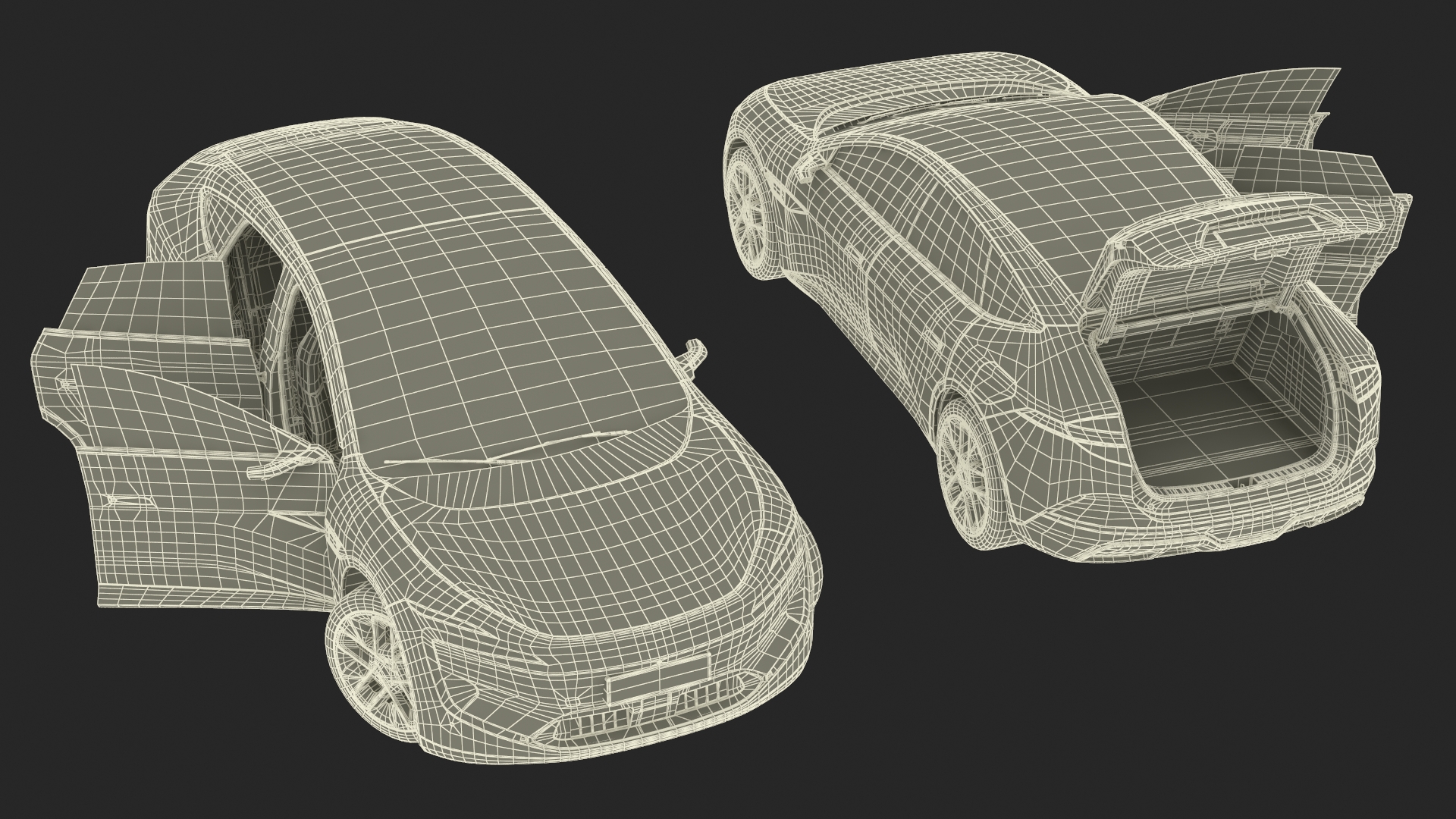 Generic Luxury Electric Sedan Blue Color Rigged 3D