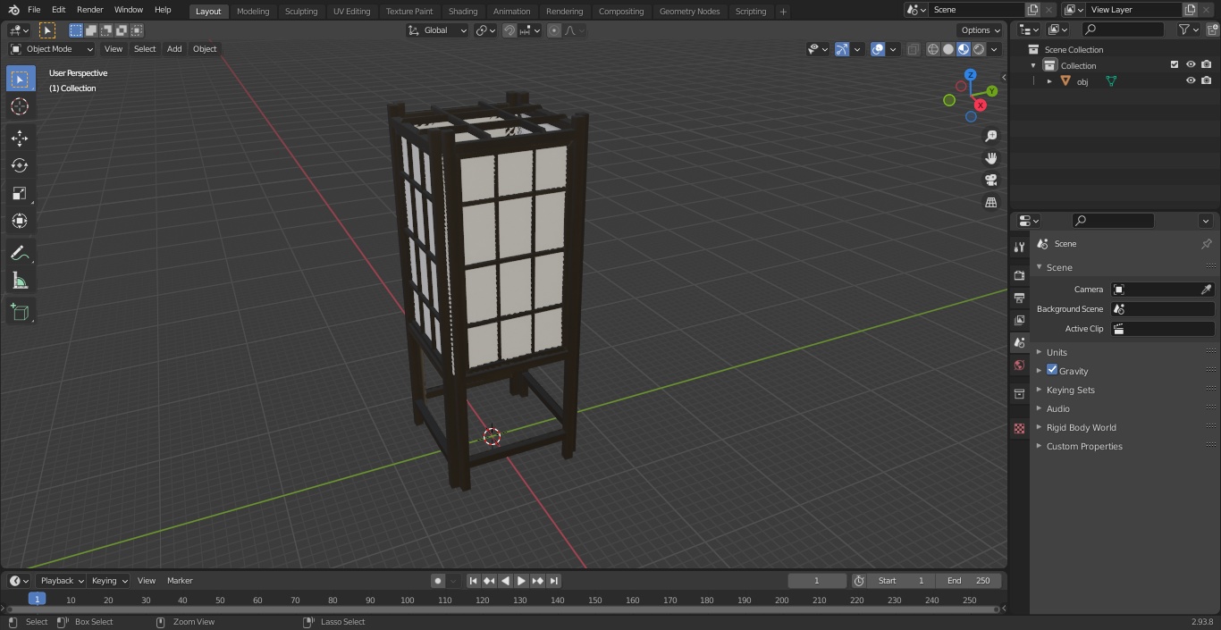3D model Shoji Floor Lamp Off