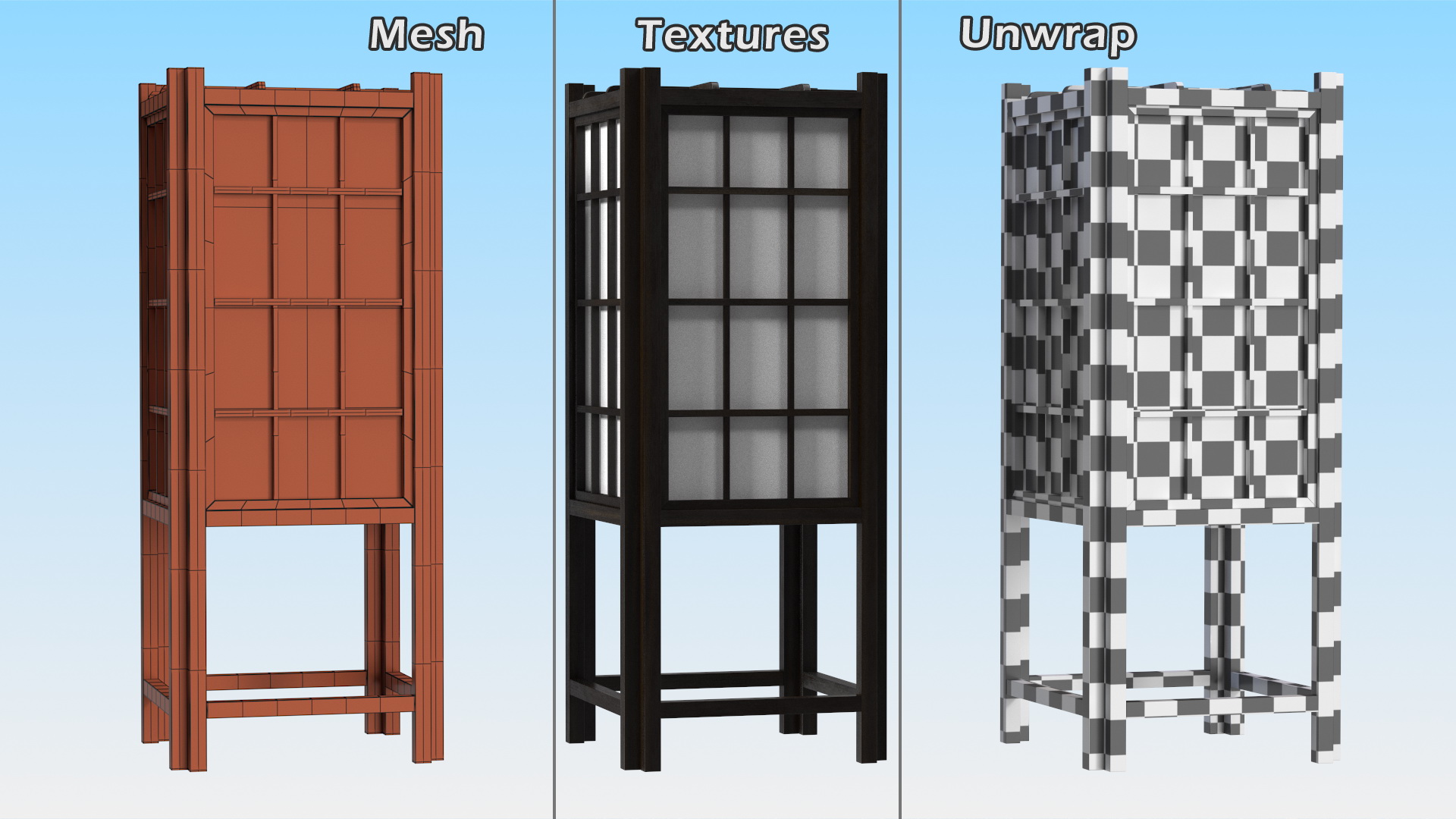 3D model Shoji Floor Lamp Off