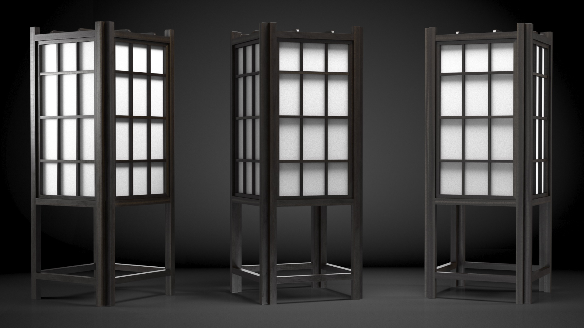 3D model Shoji Floor Lamp Off