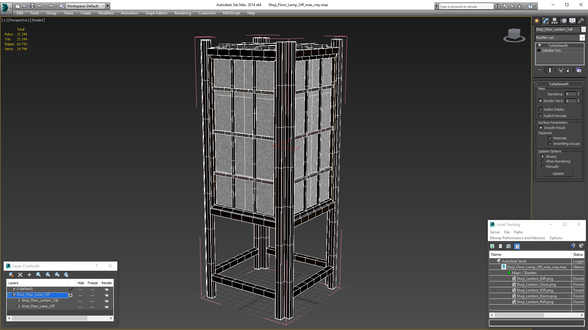 3D model Shoji Floor Lamp Off