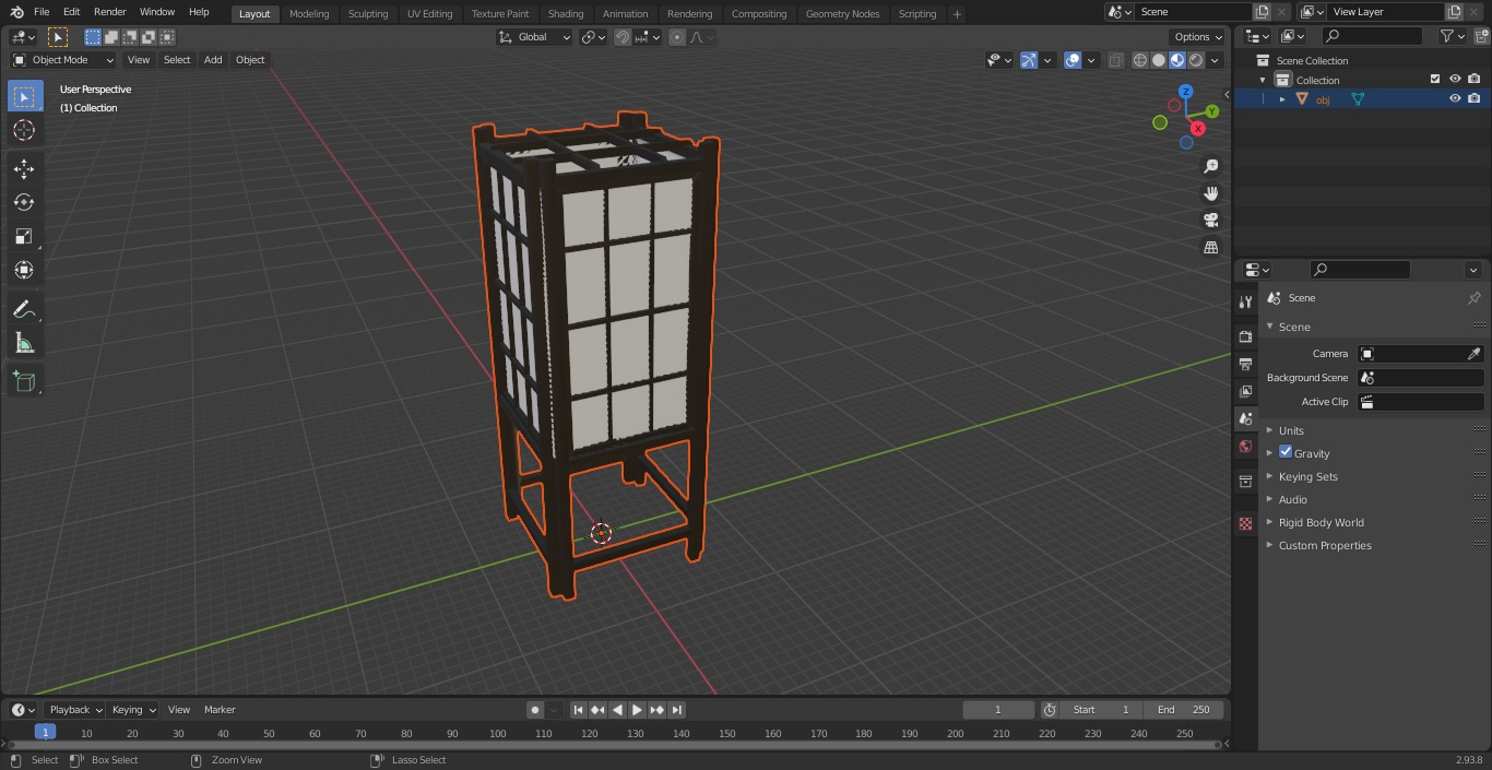 3D model Shoji Floor Lamp Off