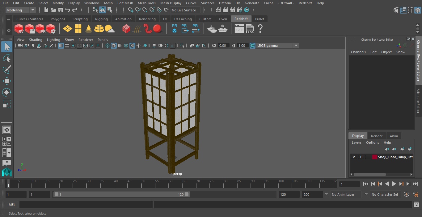 3D model Shoji Floor Lamp Off