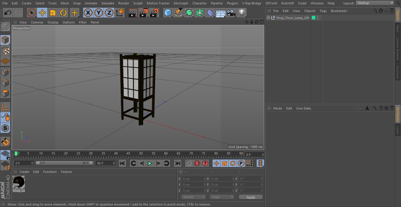 3D model Shoji Floor Lamp Off
