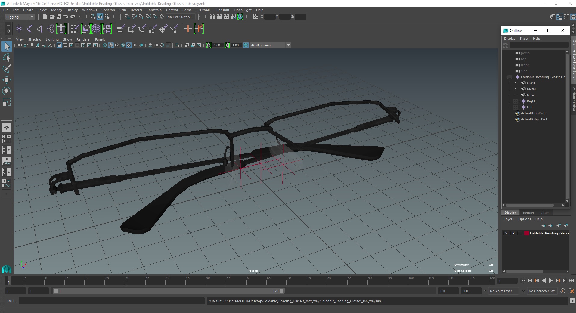 Foldable Reading Glasses 3D model