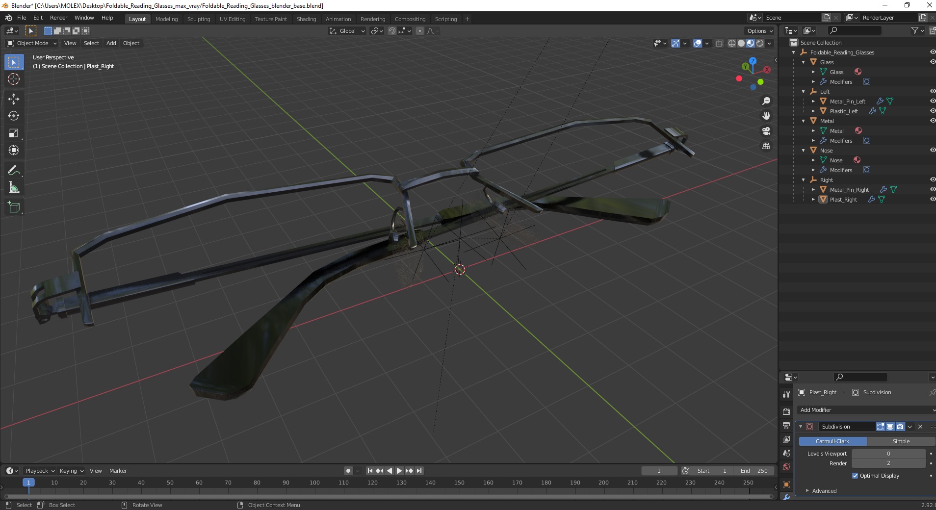 Foldable Reading Glasses 3D model