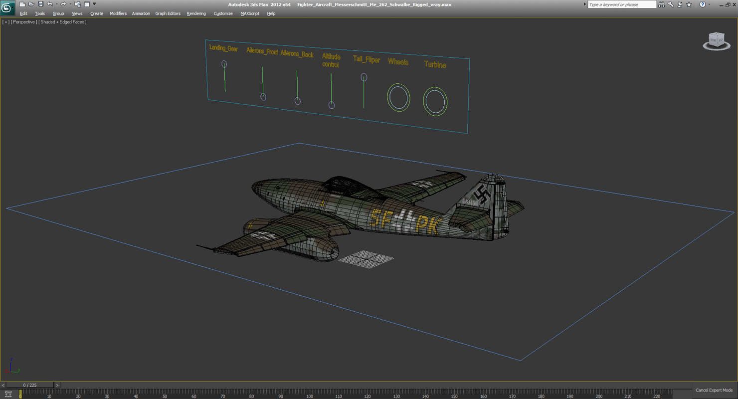 3D Fighter Aircraft Messerschmitt Me 262 Schwalbe Rigged model