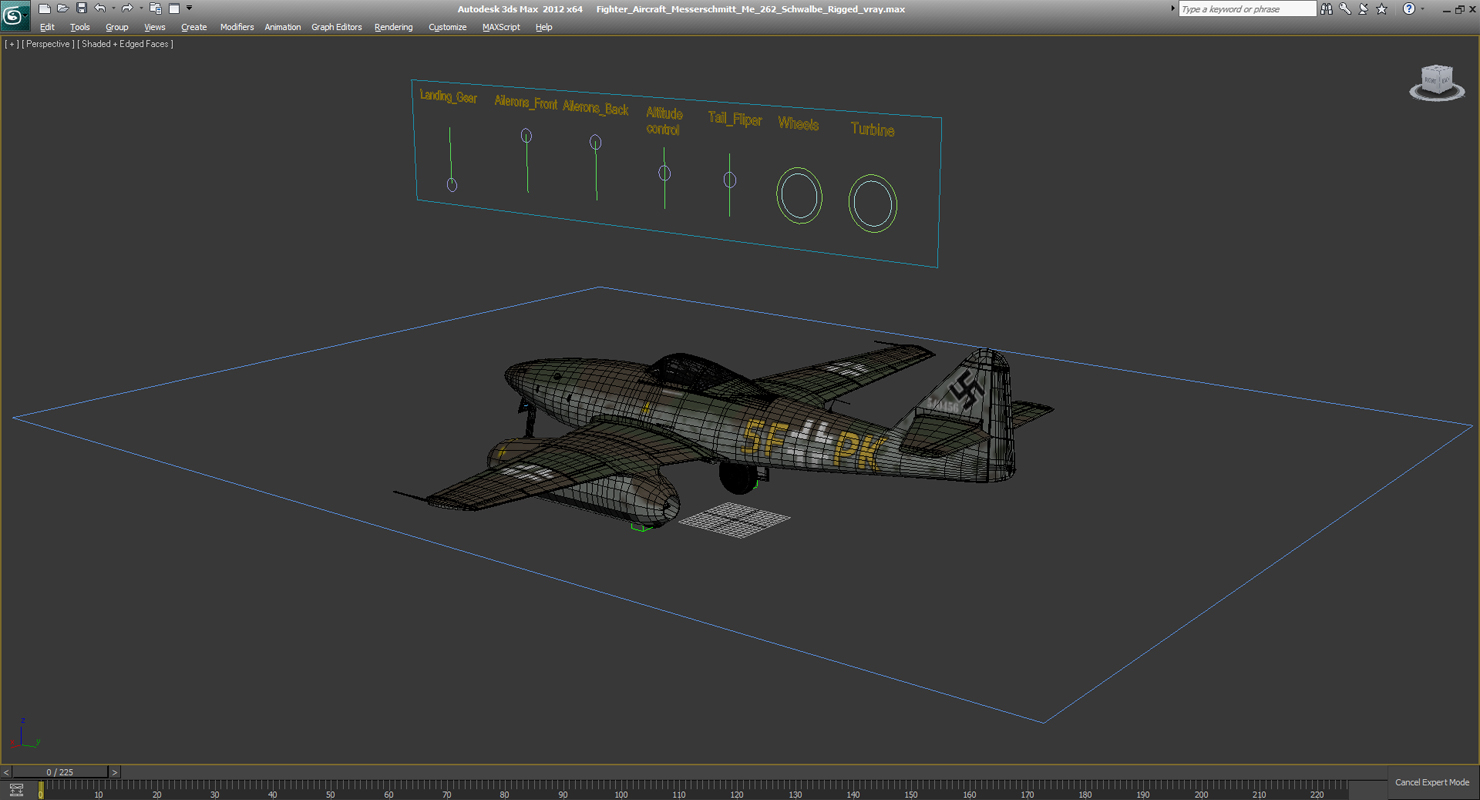3D Fighter Aircraft Messerschmitt Me 262 Schwalbe Rigged model