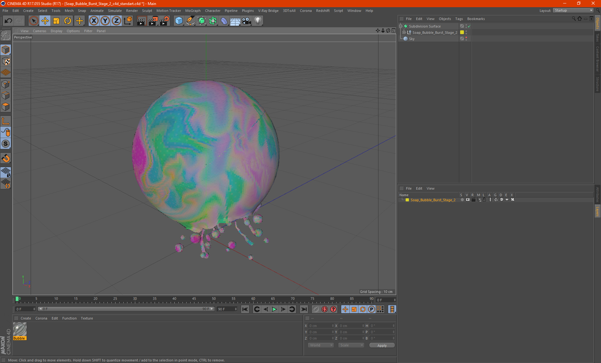 3D model Soap Bubble Burst Stage 2