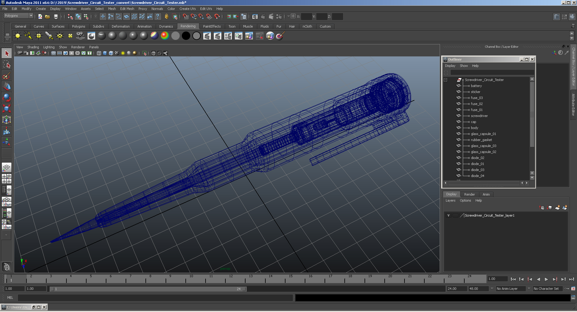 3D Screwdriver Circuit Tester