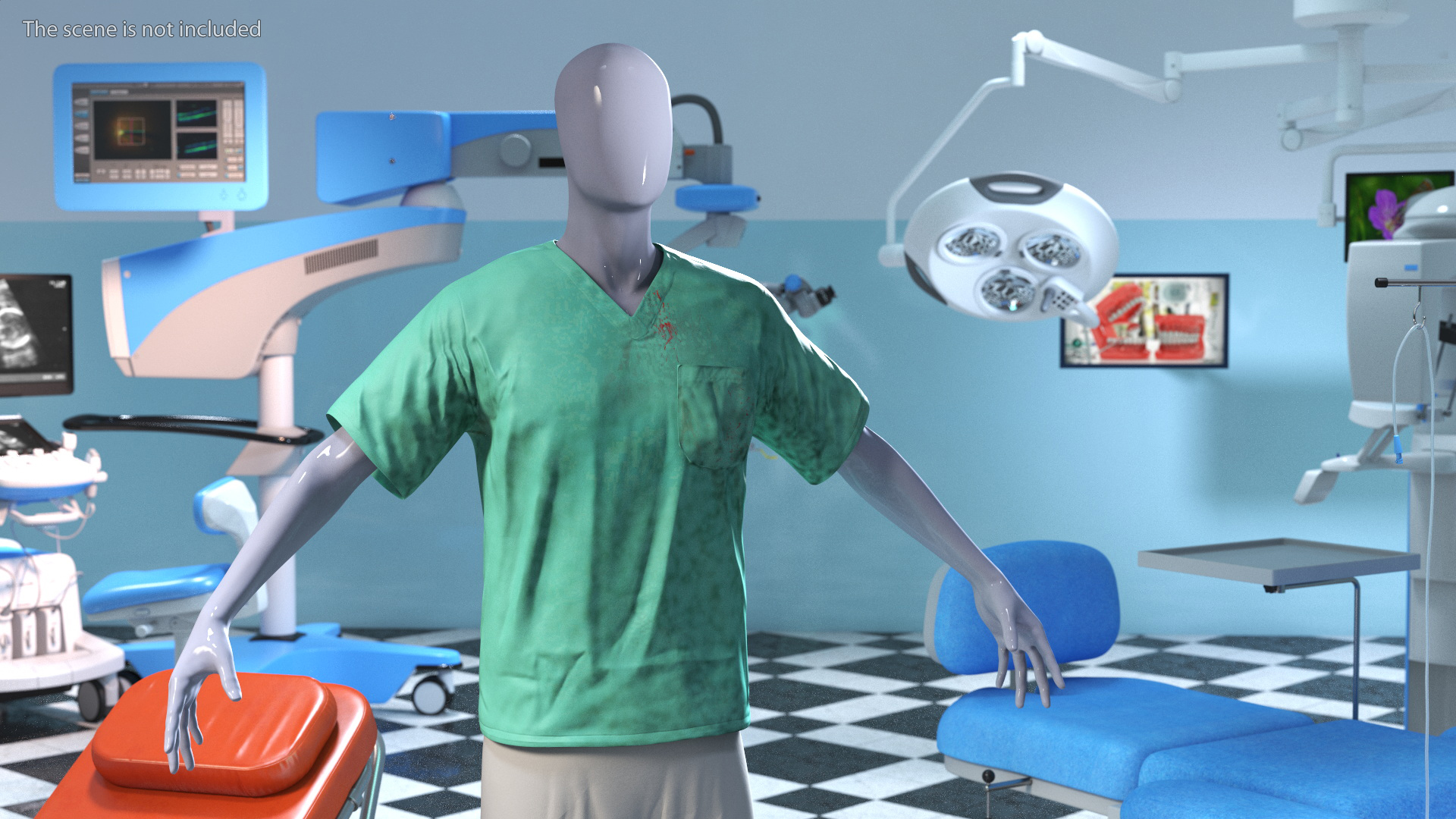 3D Surgeon Green Scrubs Shirt