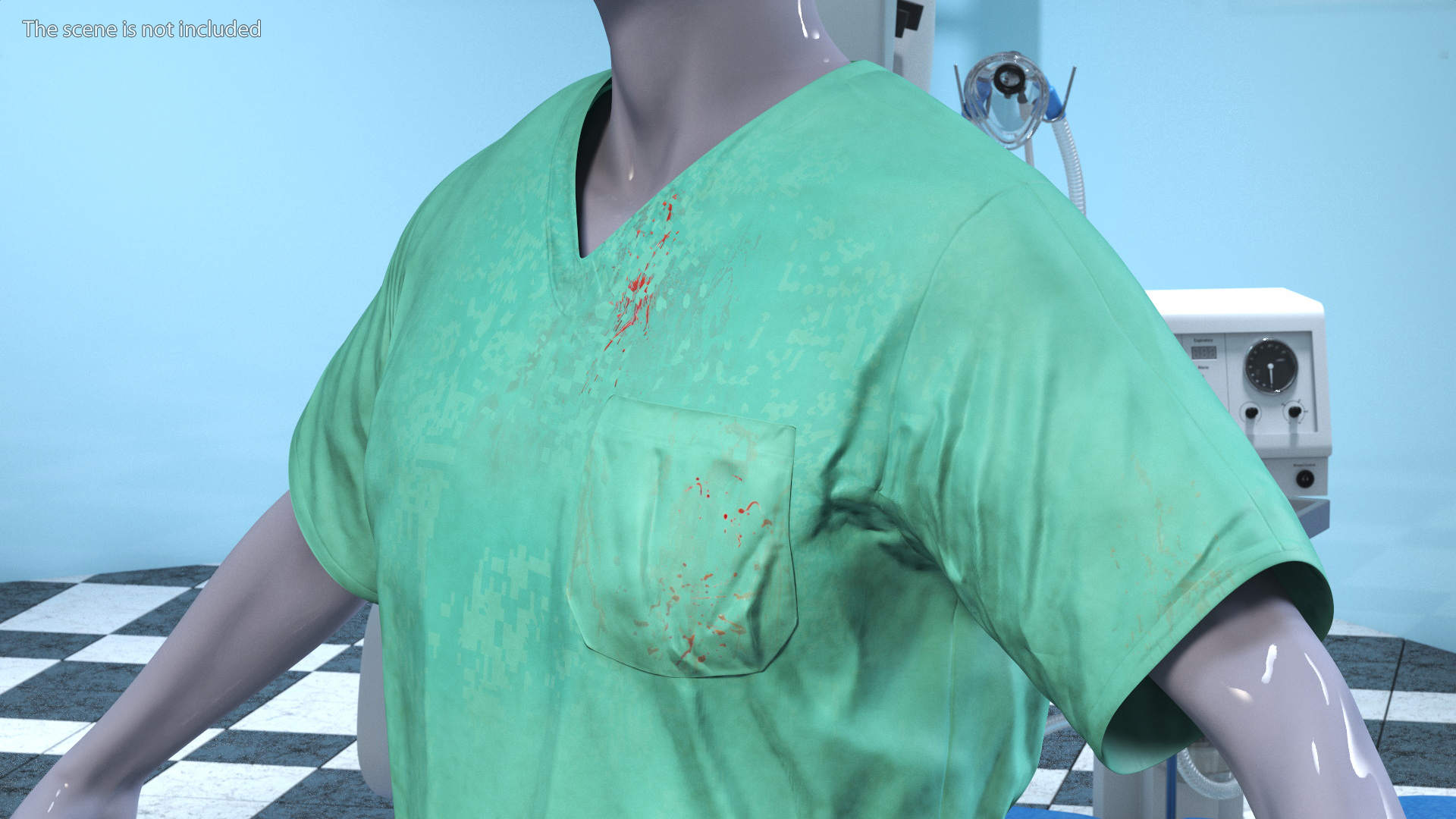 3D Surgeon Green Scrubs Shirt