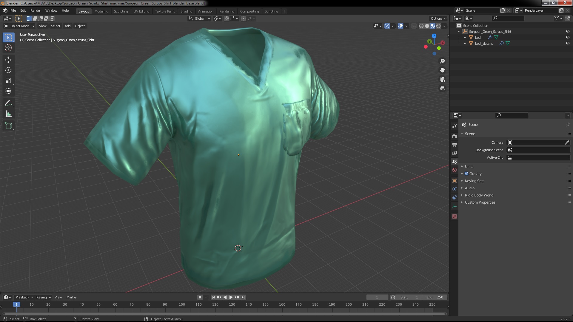 3D Surgeon Green Scrubs Shirt