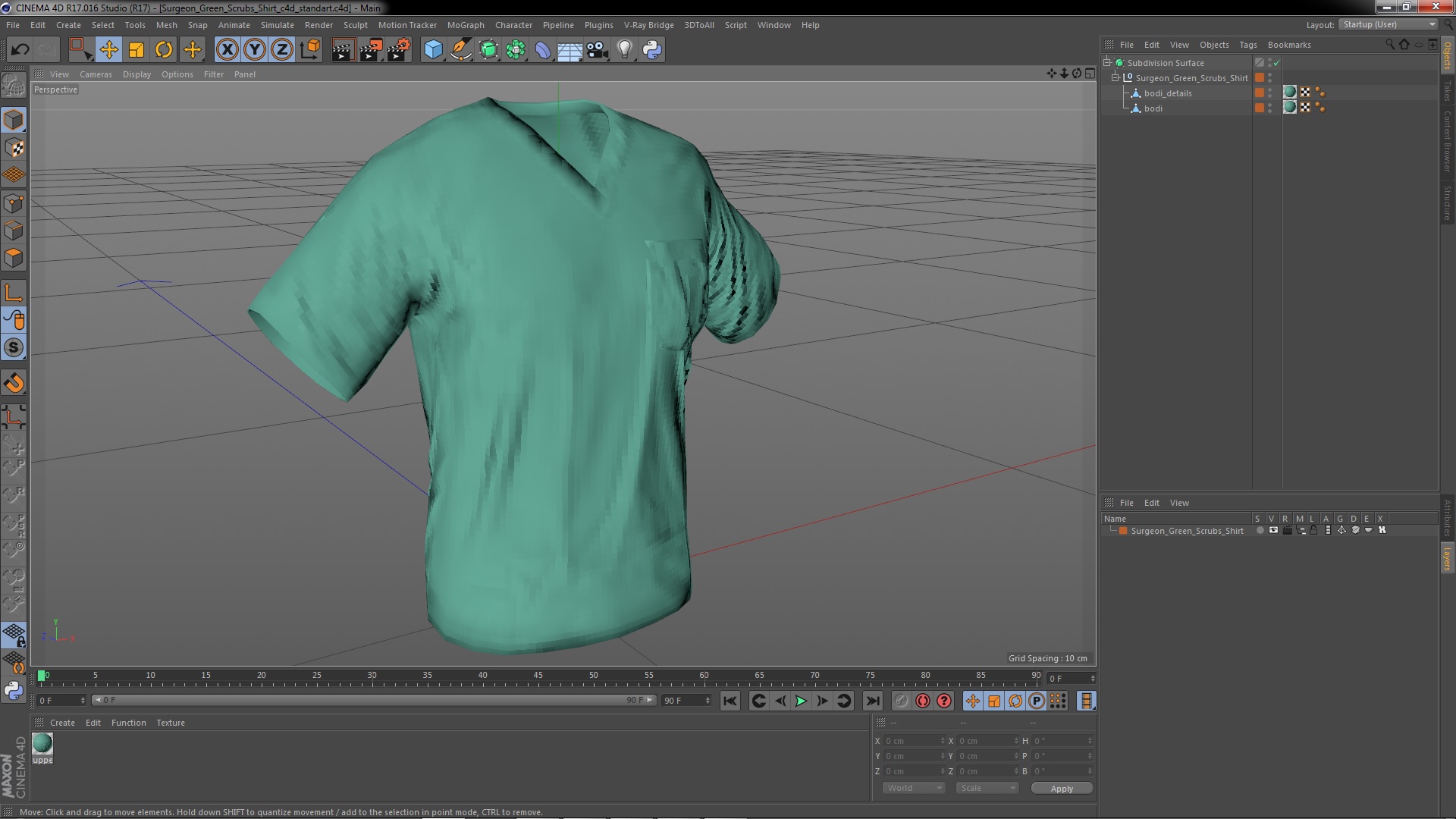 3D Surgeon Green Scrubs Shirt