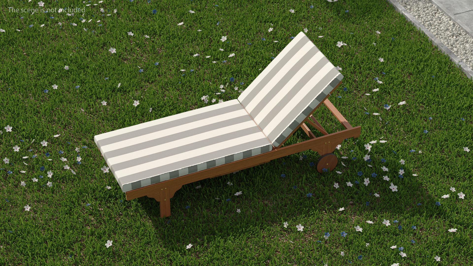Outdoor Patio Fabric Chair with Gray Stripes 3D model