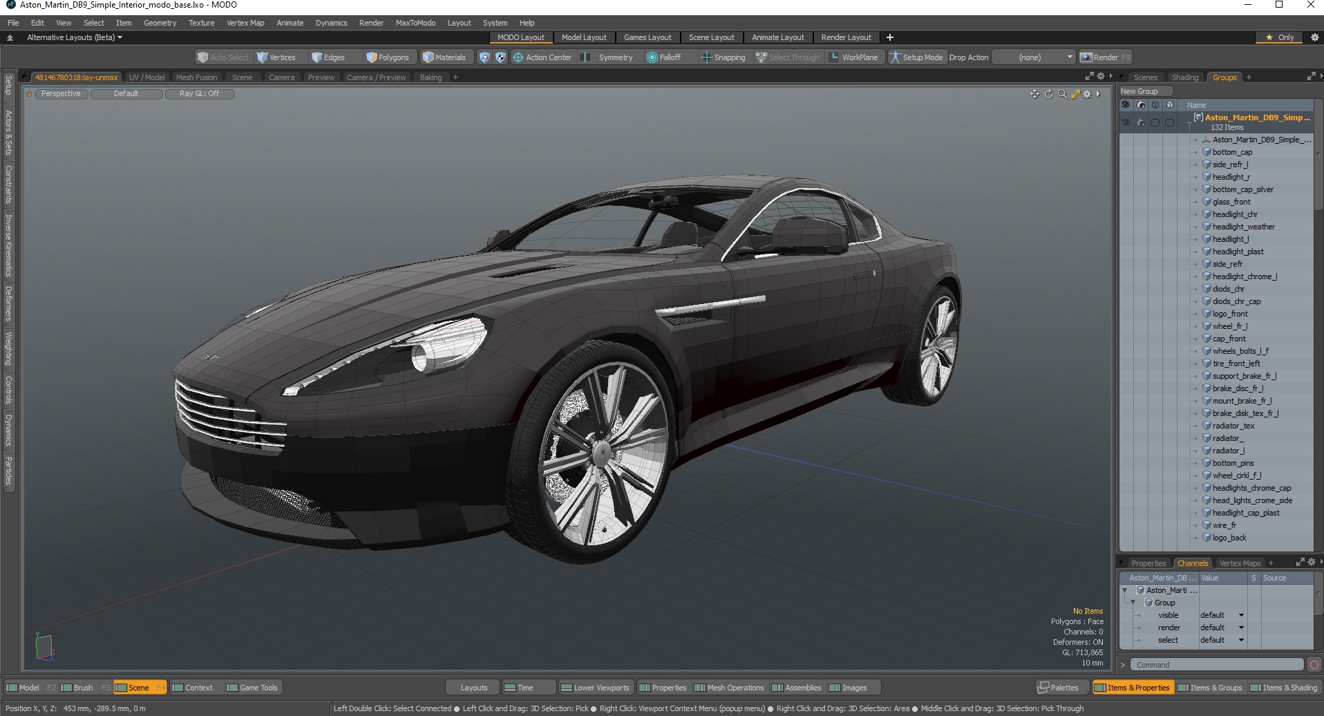 Aston Martin DB9 Simple Interior 3D