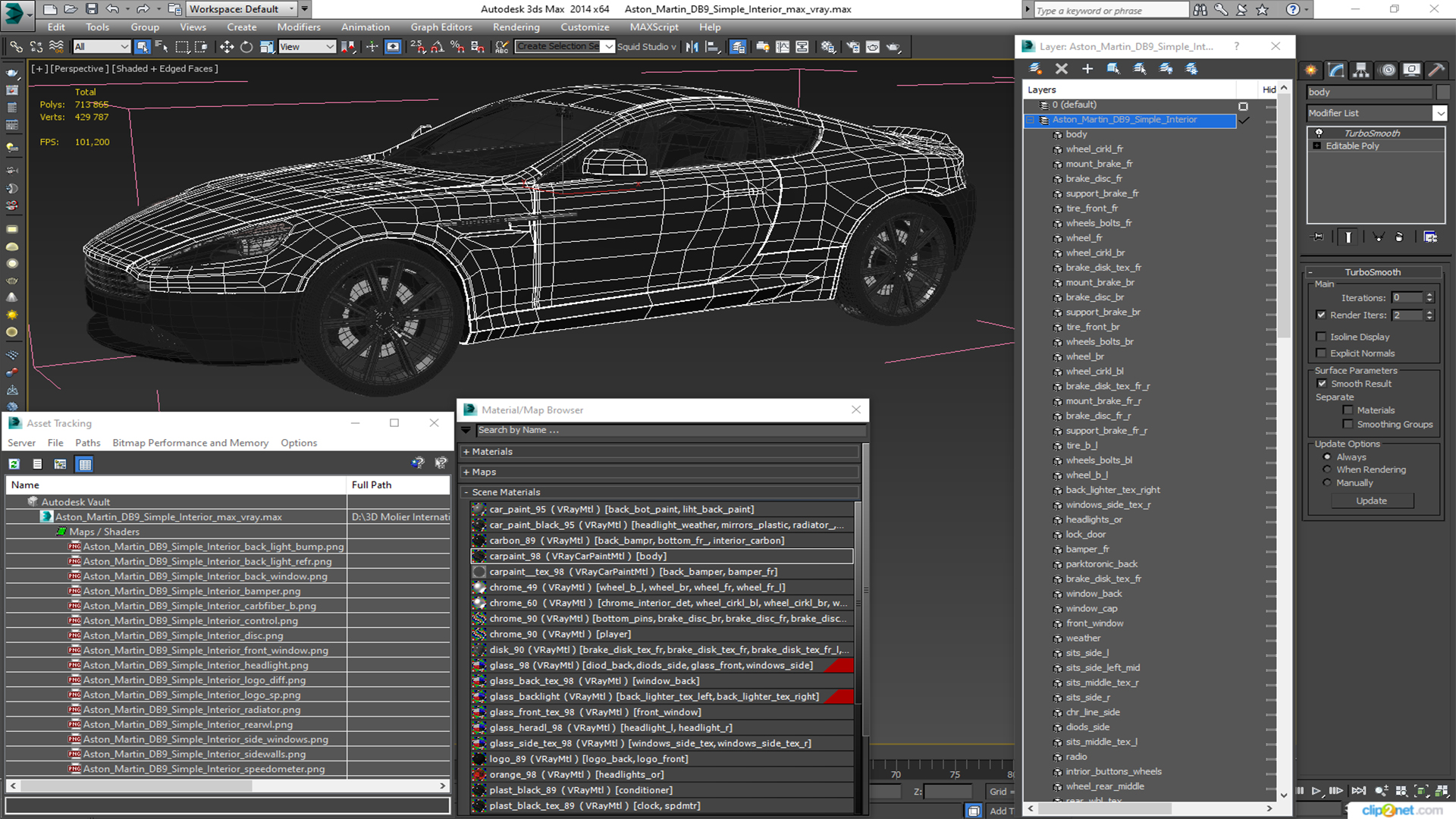 Aston Martin DB9 Simple Interior 3D