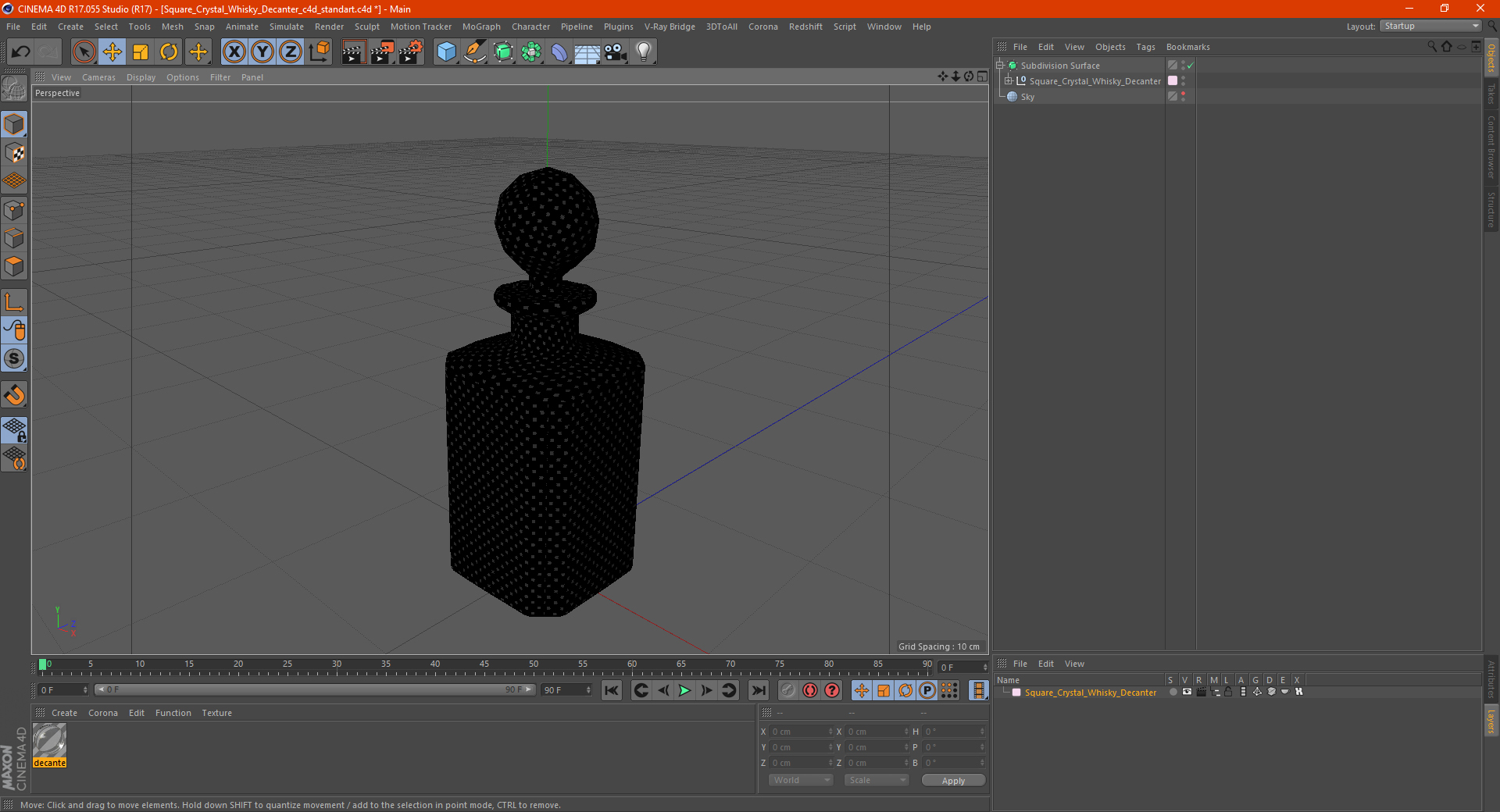 3D model Square Crystal Whisky Decanter