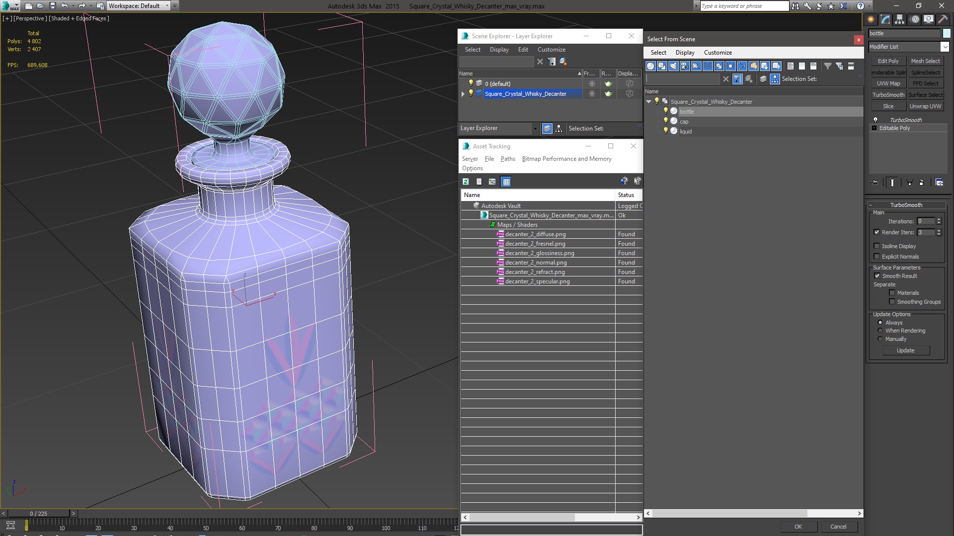 3D model Square Crystal Whisky Decanter