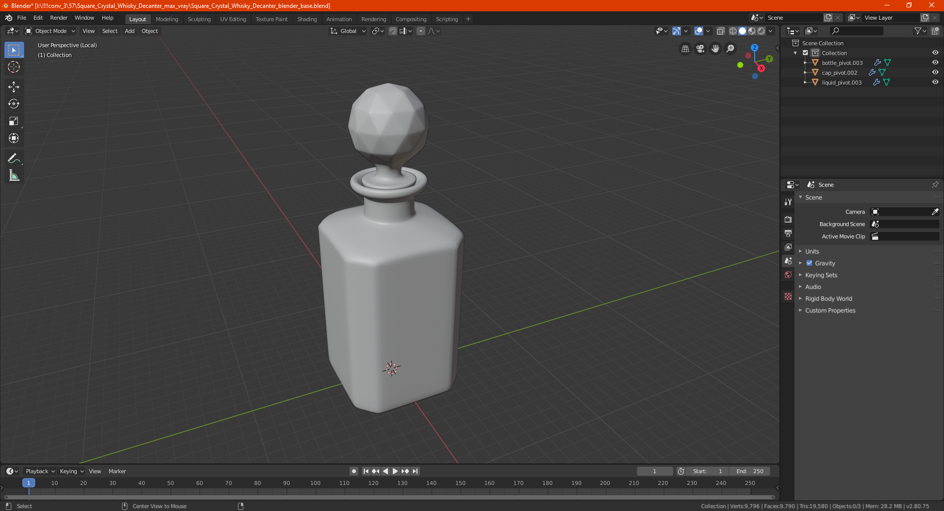 3D model Square Crystal Whisky Decanter