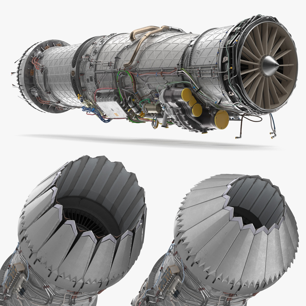 Advanced Fighter Aircraft Turbofan Engine Rigged