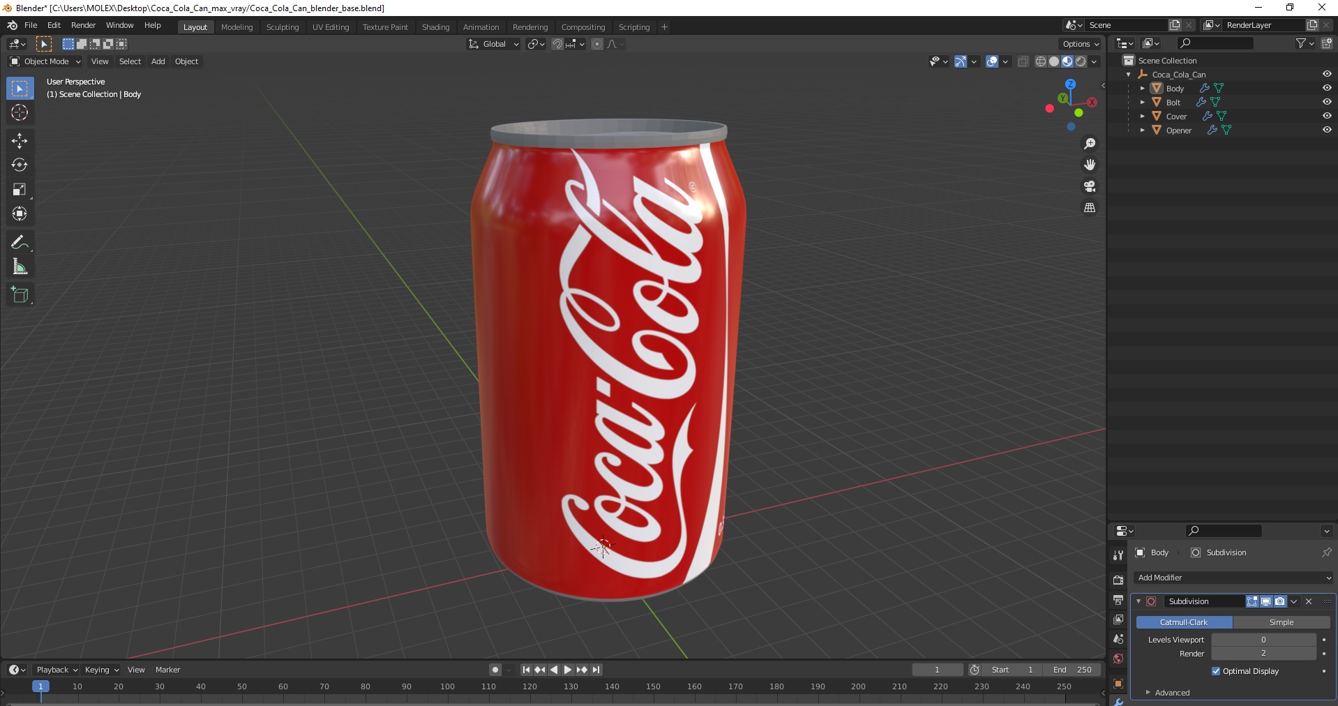 3D Coca Cola Can model