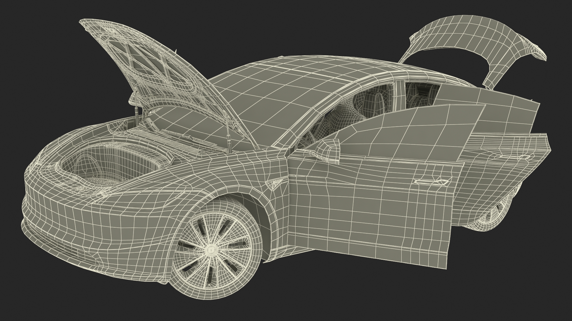 3D model Tesla Model 3 2024 with Tesla Bot Rigged