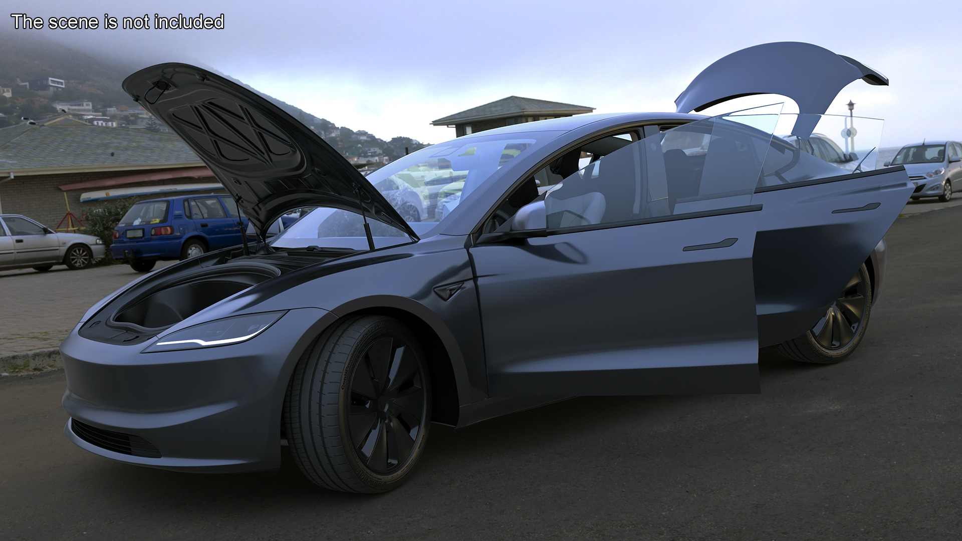 3D model Tesla Model 3 2024 with Tesla Bot Rigged