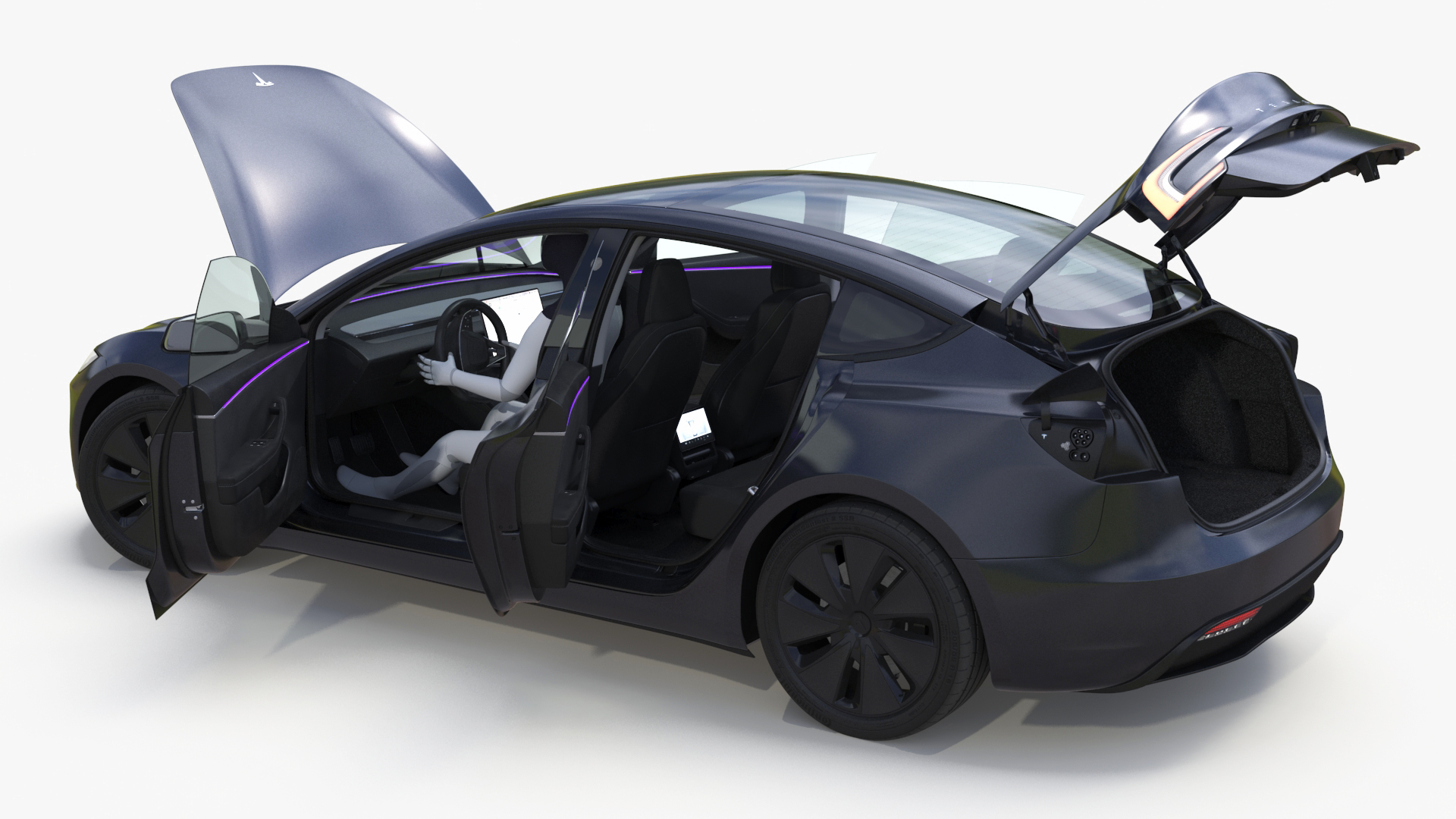 3D model Tesla Model 3 2024 with Tesla Bot Rigged