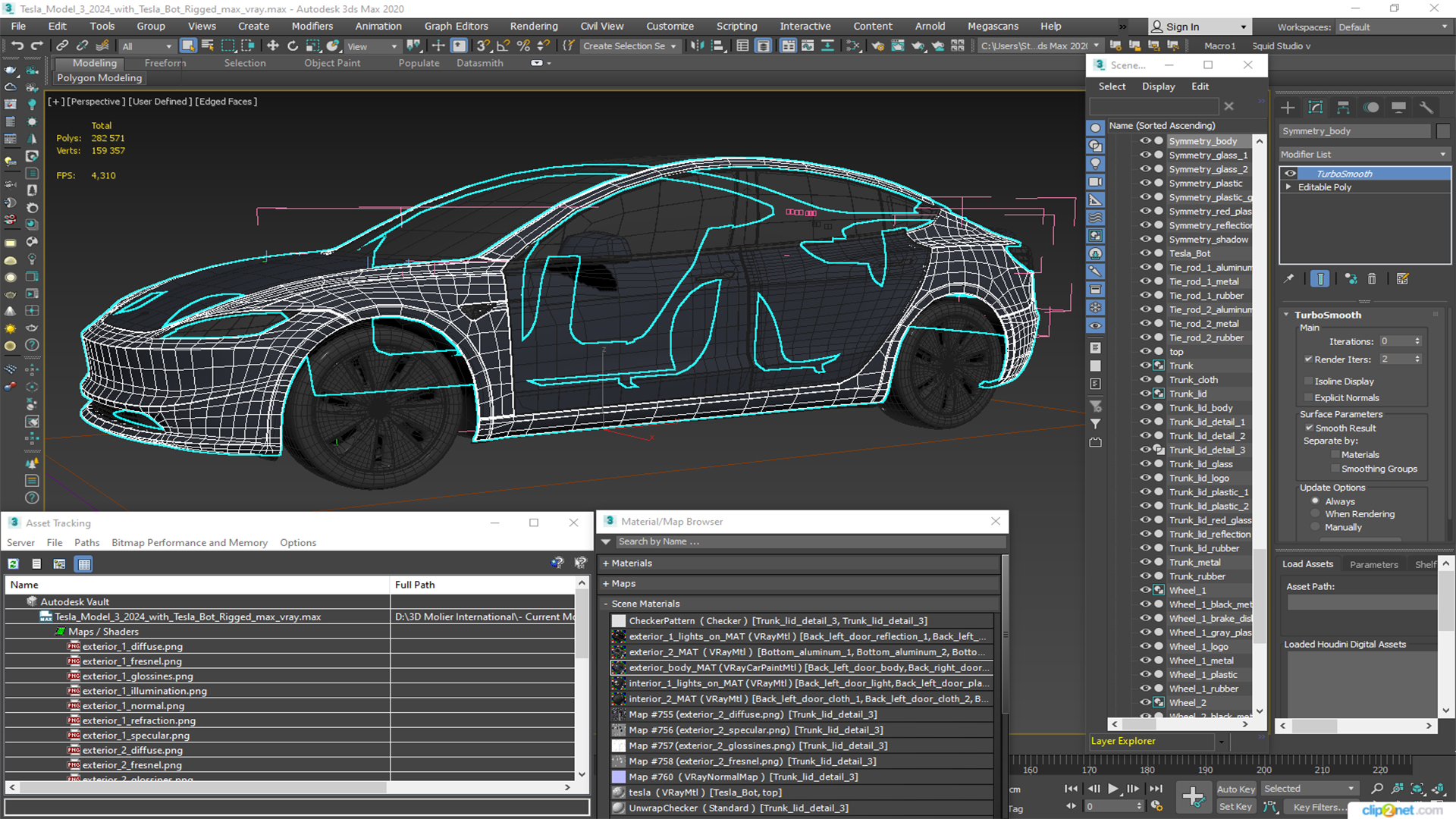 3D model Tesla Model 3 2024 with Tesla Bot Rigged