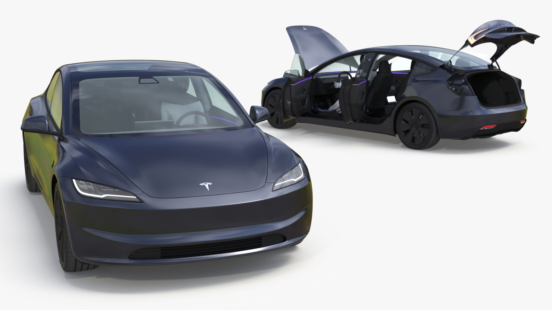 3D model Tesla Model 3 2024 with Tesla Bot Rigged