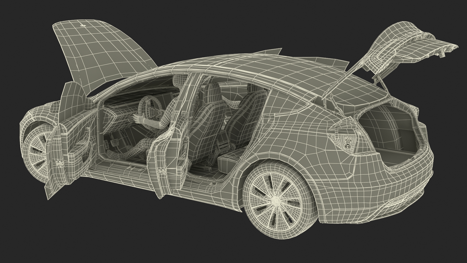 3D model Tesla Model 3 2024 with Tesla Bot Rigged