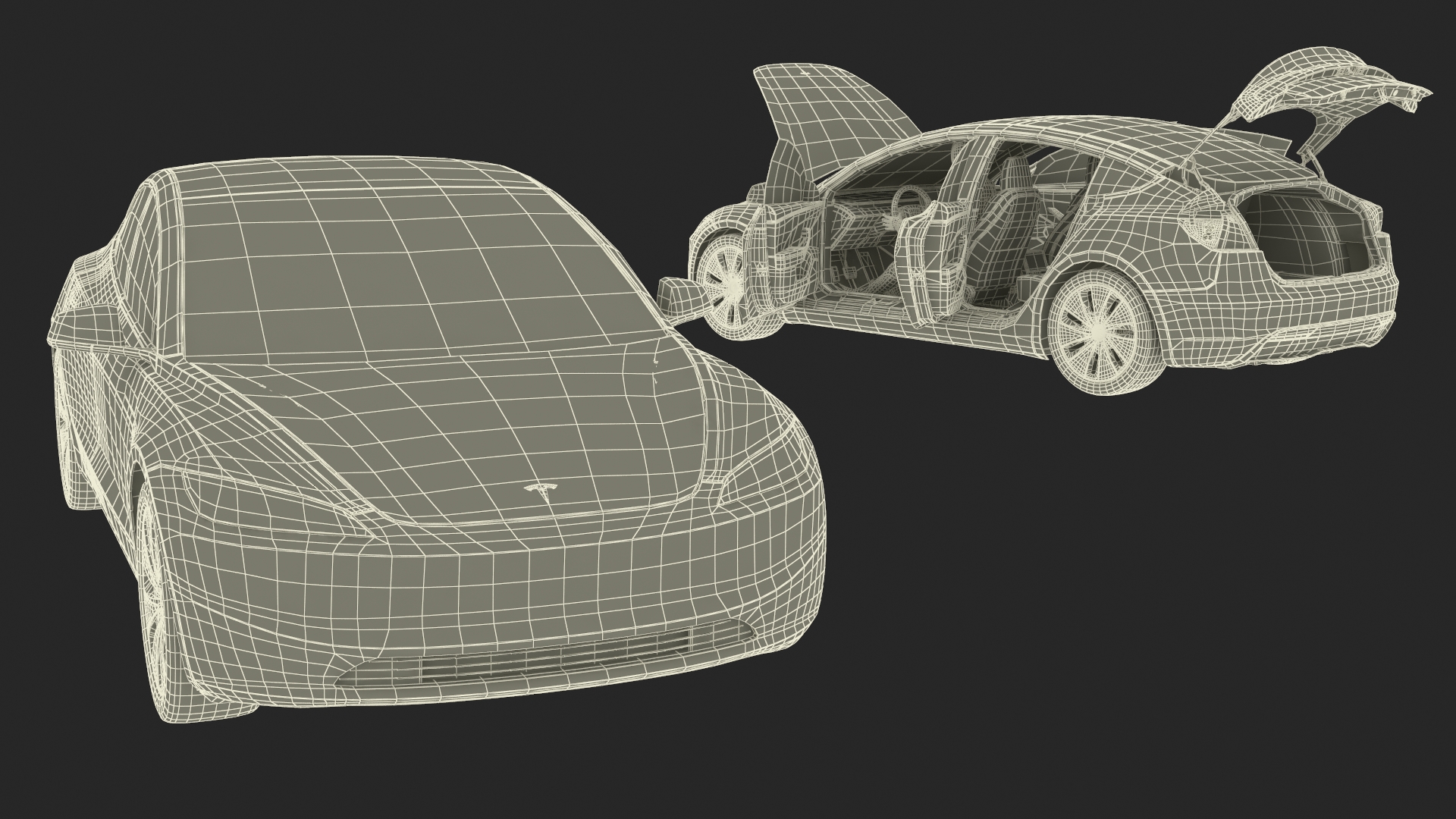 3D model Tesla Model 3 2024 with Tesla Bot Rigged