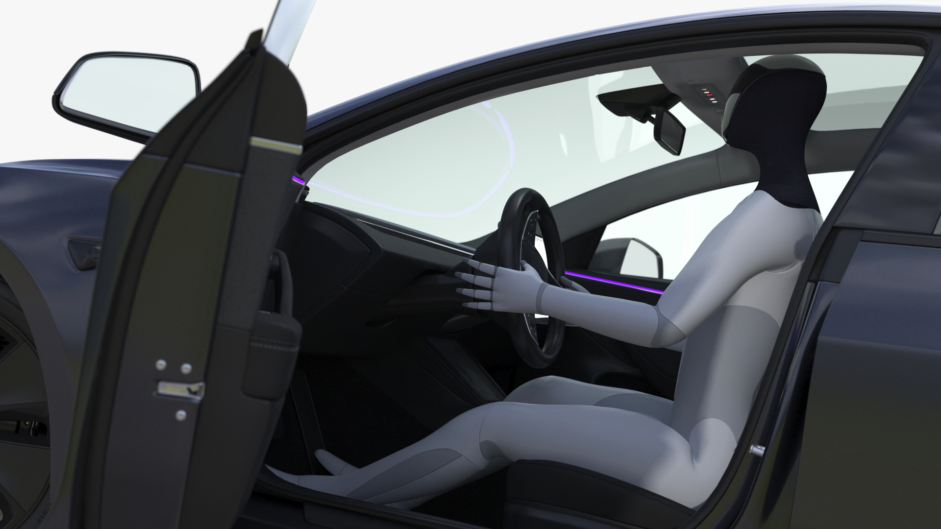 3D model Tesla Model 3 2024 with Tesla Bot Rigged