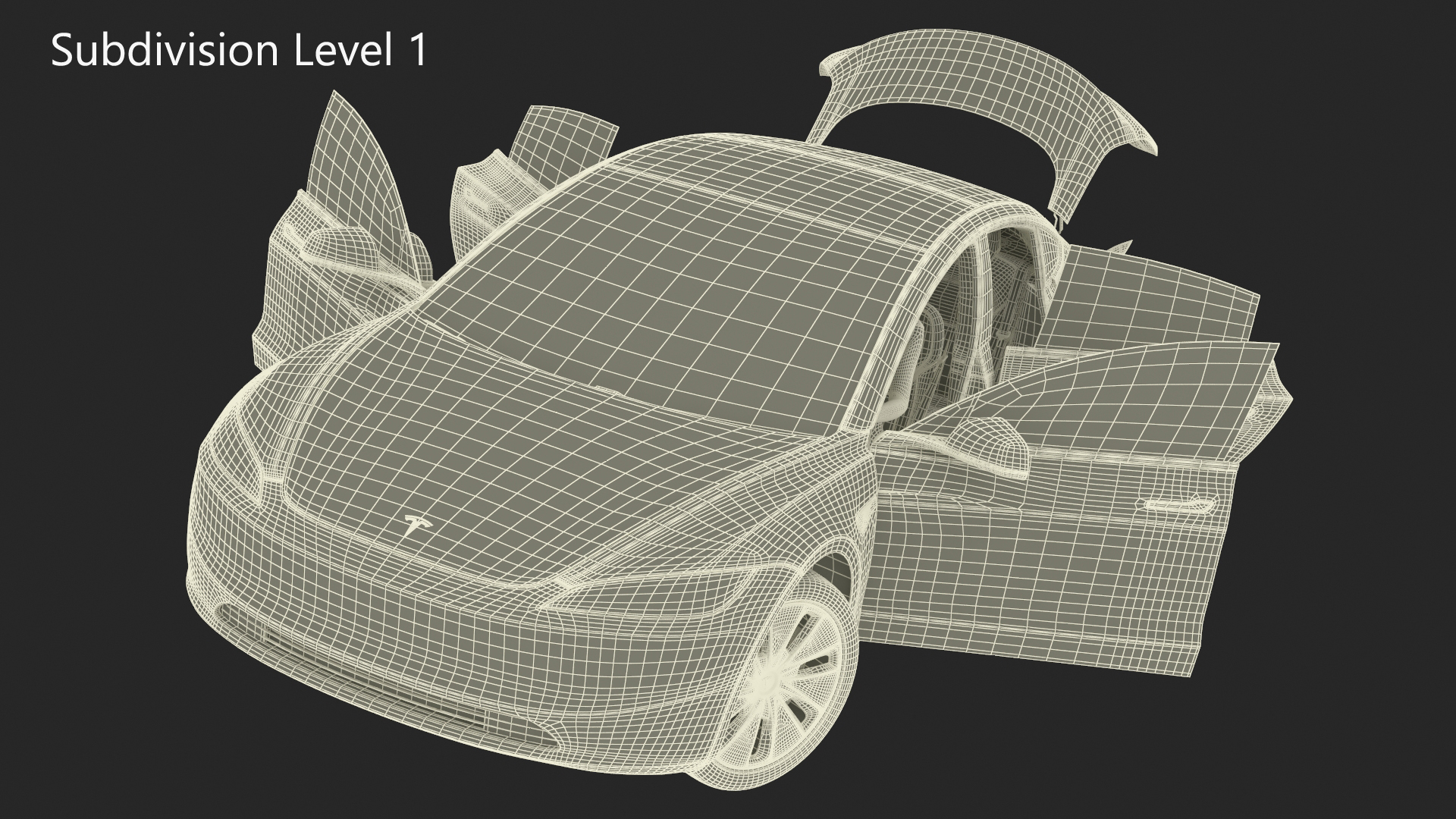 3D model Tesla Model 3 2024 with Tesla Bot Rigged