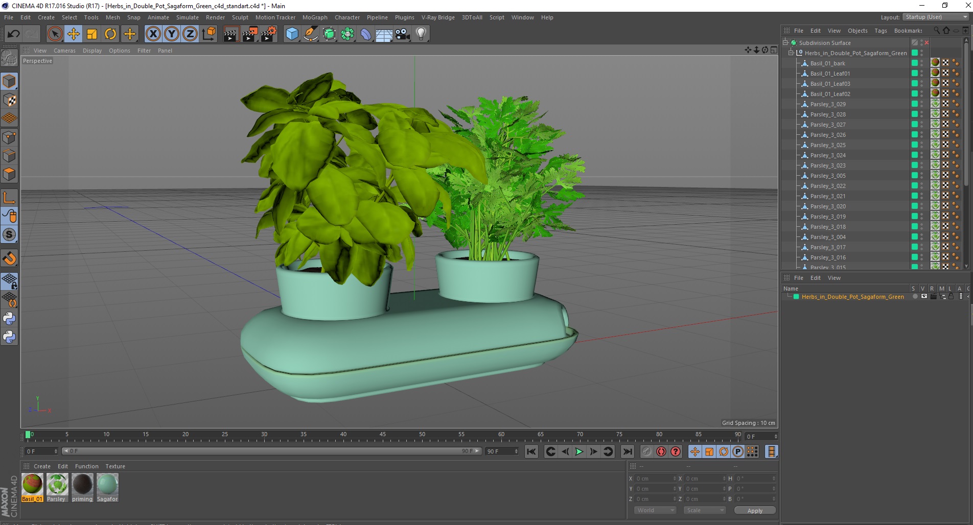 Herbs in Double Pot Sagaform Green 3D model