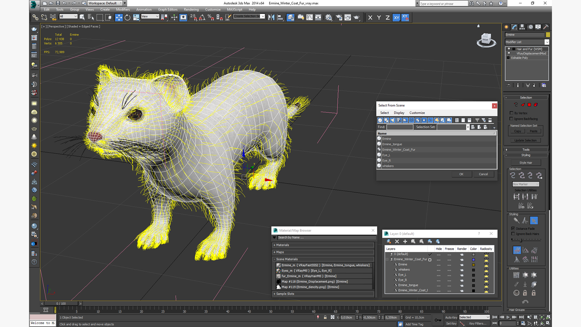 Ermine Winter Coat Fur 3D
