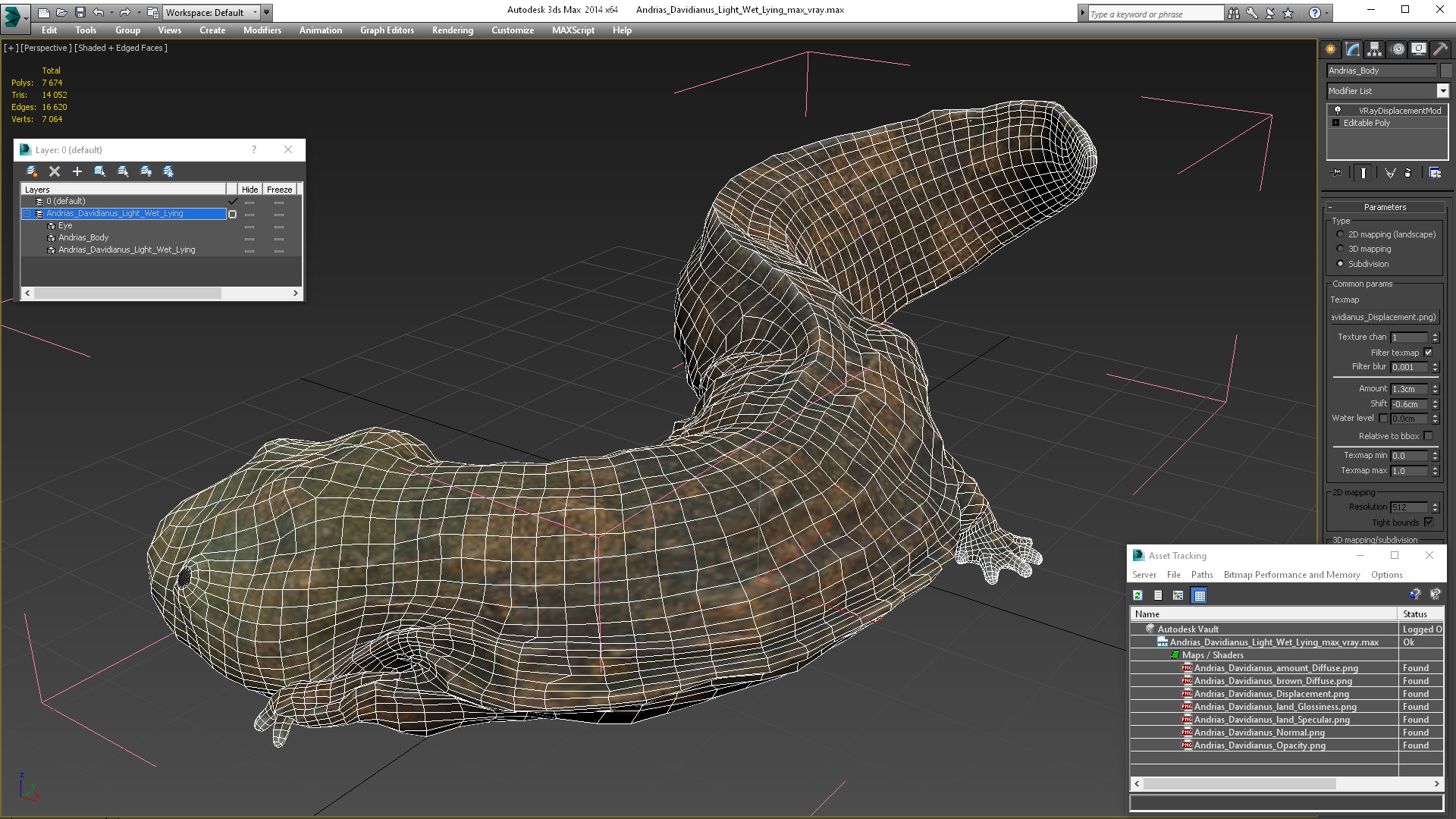 Andrias Davidianus Light Wet Lying 3D model