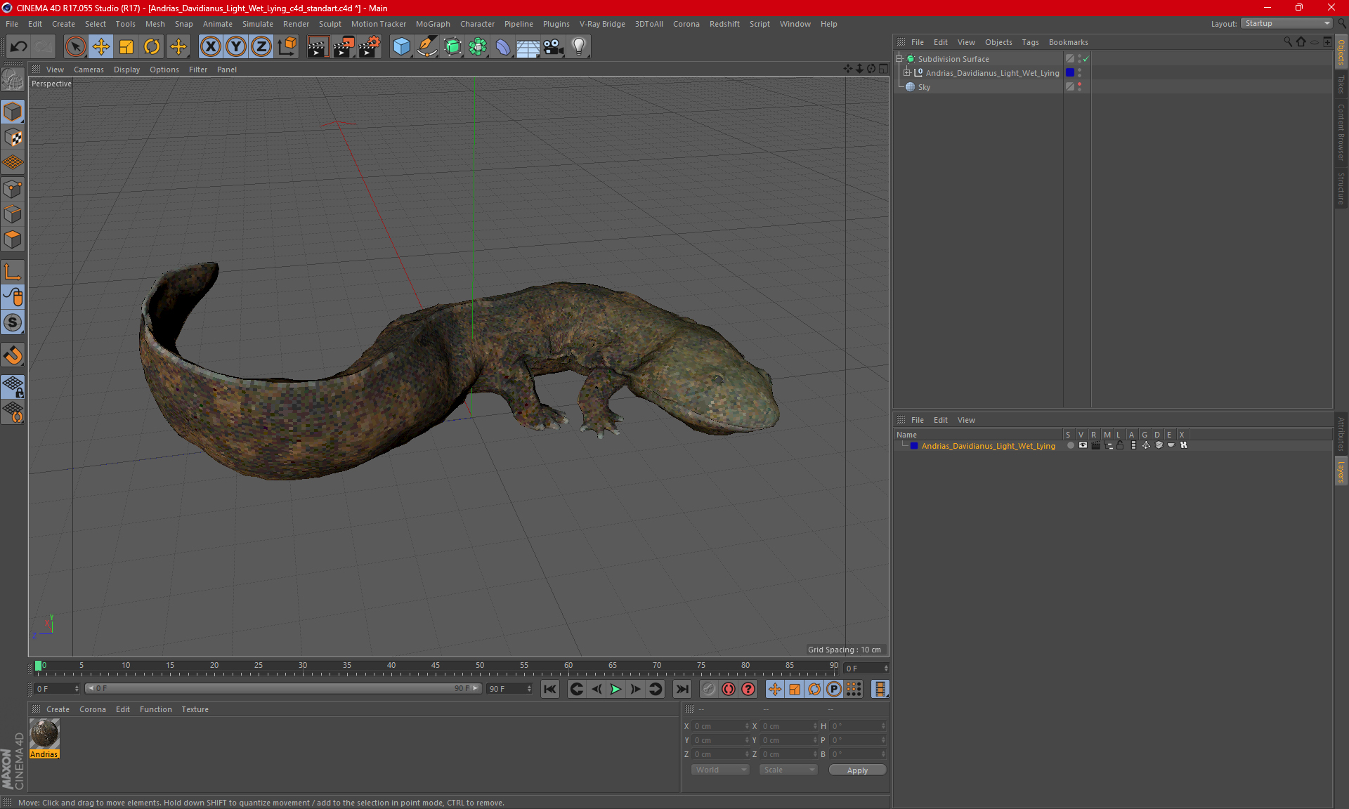 Andrias Davidianus Light Wet Lying 3D model